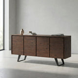 Sideboard Buffet Cabinet Large Storage Credenza Acacia Wood 66x30in Dark Brown