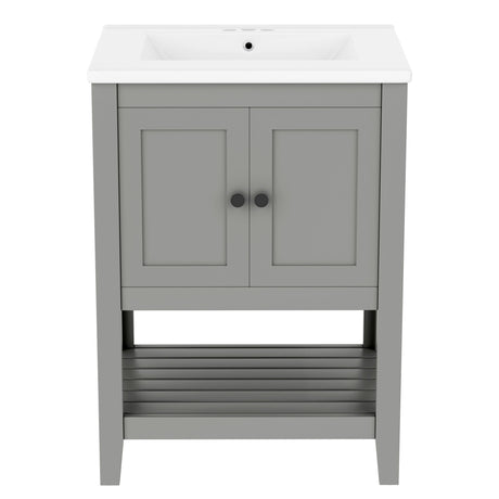 Modern Bathroom Vanity With Sink And Open Shelf