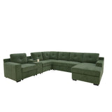 U - Shape Sectional Pull Out Bed With Console, Storage, And USB Charging