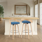 Sonia - Modern Swivel Bar Height Stool - Patterned Oak Wood Finish