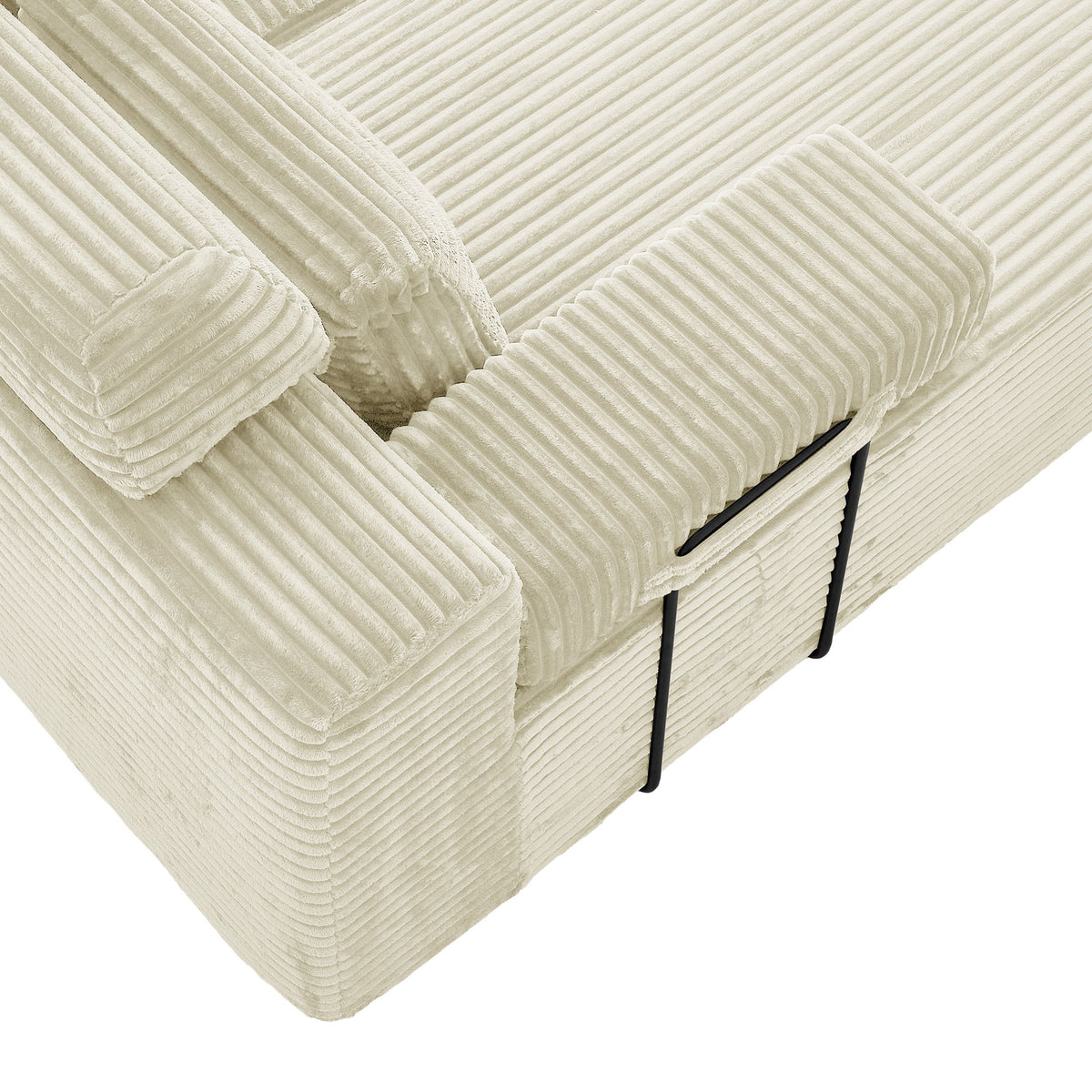 Sectional Sleeper Sofa & Storage Pockets, Modular Couch With Throw Pillows For Living Room