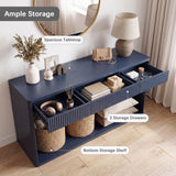 Fluted Console Table With 3 Drawers, Long Sofa Table Behind Couch For Living Room