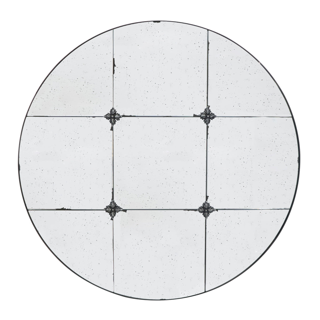 Traditional Decor Style Round Antique Glass Wall Mirror, Wall Decor For For Bathroom Entryway Console Lean Against Wall - Black - Wall Mirrors - Alpine Outlets
