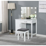Elijah - Vanity Set With Lighting And Stool - White