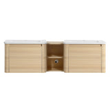 Wall Mounted Bathroom Vanity With Sink And Storage Shelves, Soft Close Doors