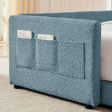 Cute Rabbit Ear Upholstered Platform Bed Frame With Safety Rail