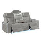 Electra - 3 Piece Power Reclining Sofa, Loveseat And Recliner Set With Power Headrests, Massage And LED Lighting