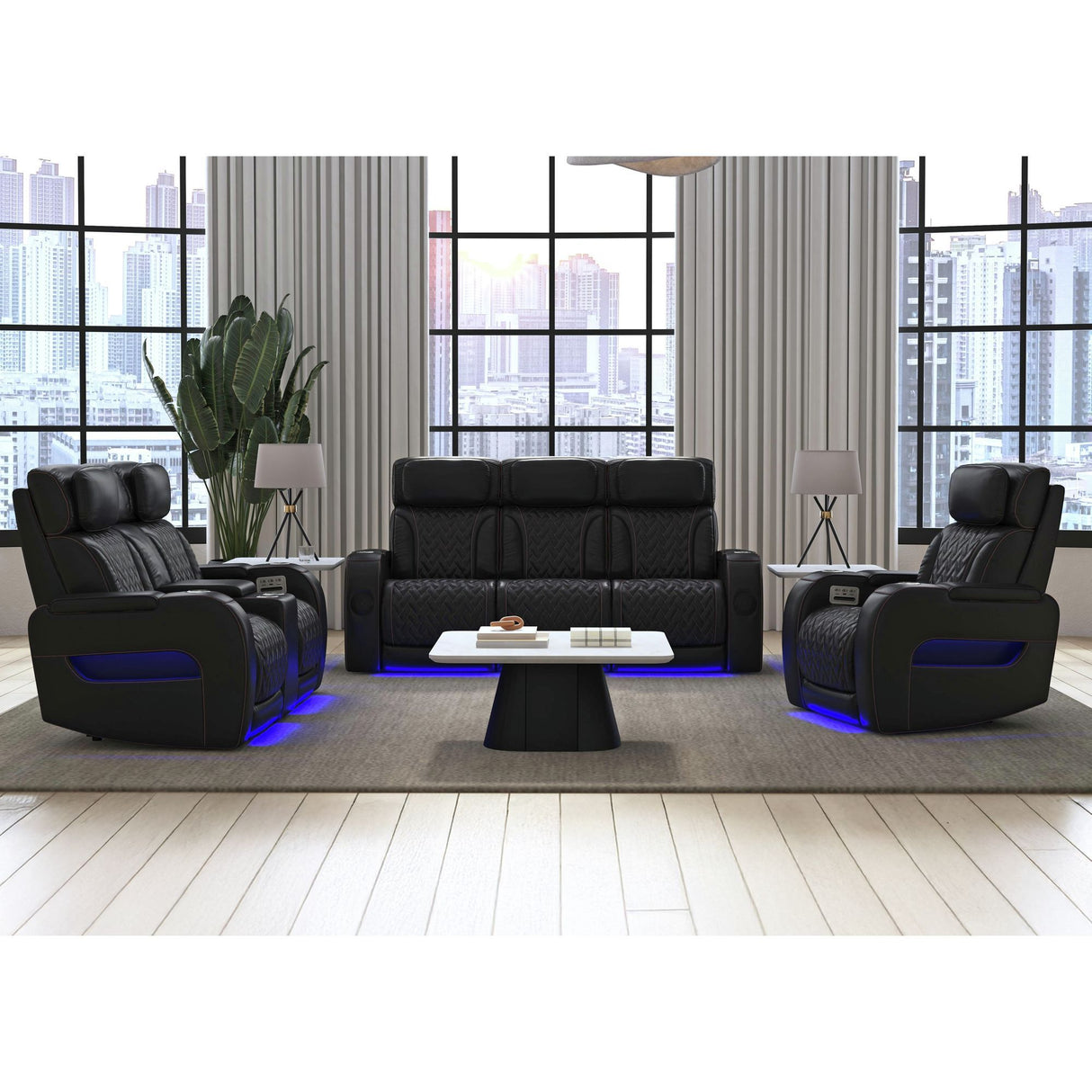 Prime Time - P3 Sofa With I Table, Reading Light, Heat, Massage, LED, And Speaker