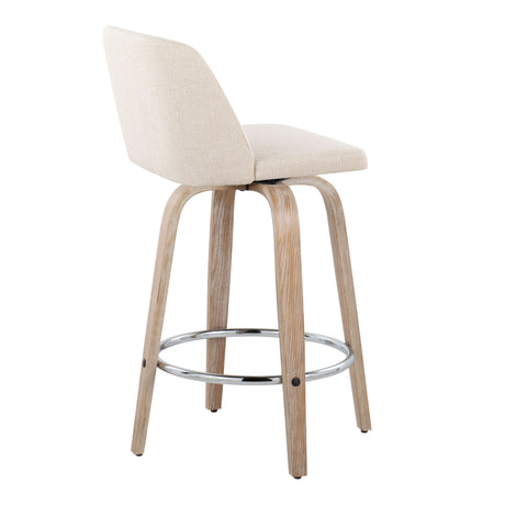 Toriano - Contemporary Fixed Height Counter Stool With Swivel & Round Footrest Modern Design (Set of 2) - Stool Sets - Alpine Outlets