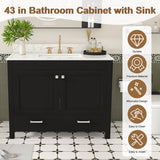 Bathroom Vanity Set, Sink And Faucet Holes Included - Black