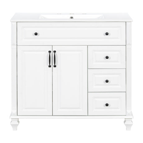 Modern Bathroom Vanity With Sink, 3 Drawers & 2 Doors
