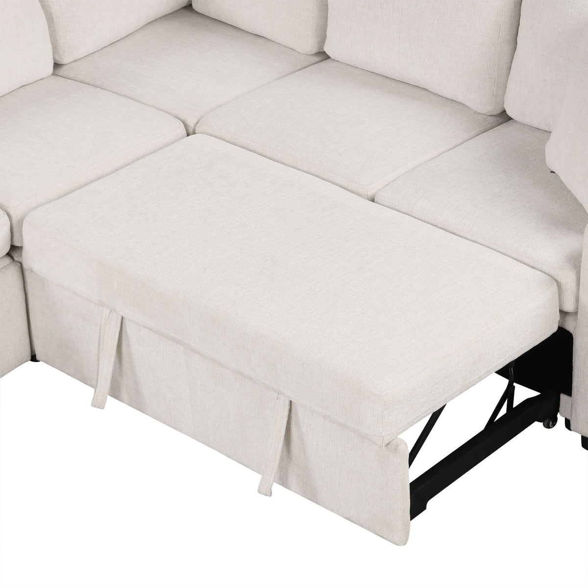 Convertible U-Shaped Sectional Sofa With Pull-Out Bed
