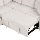 Modern U-Shaped Sectional Sofa Convertible Pull-Out Sofa Bed With USB Ports And Cup Holders
