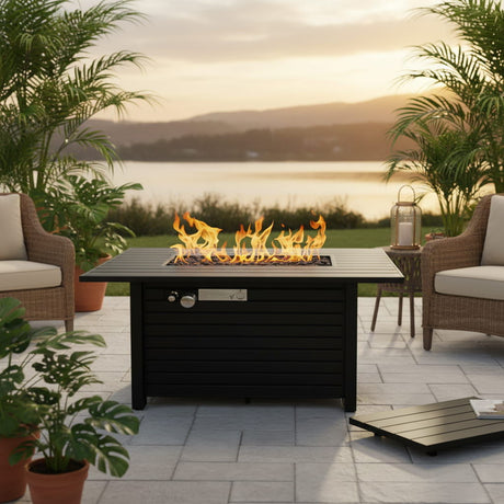 Outdoor Fire Pit Table Garden Heating Hearth Steel 42x20in Black