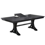 Rectangle Dining Table With Butterfly Leaf, Trestle Base - Charcoal