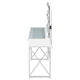Hamlin - Makeup Vanity Table With Lighted Mirror And Padded Stool - White