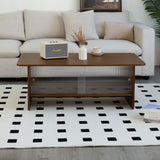 Rectangular Coffee Table With Sliding Door Storage Center