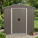 Outdoor Storage Shed Garden Building Heavy Duty Iron 6x5ft Dark Gray