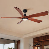 Ceiling Fan With Light And Remote Control, Noiseless, Dimmable, 6 Speeds Reversible For Indoor Or Covered Outdoor Use - Matte Black