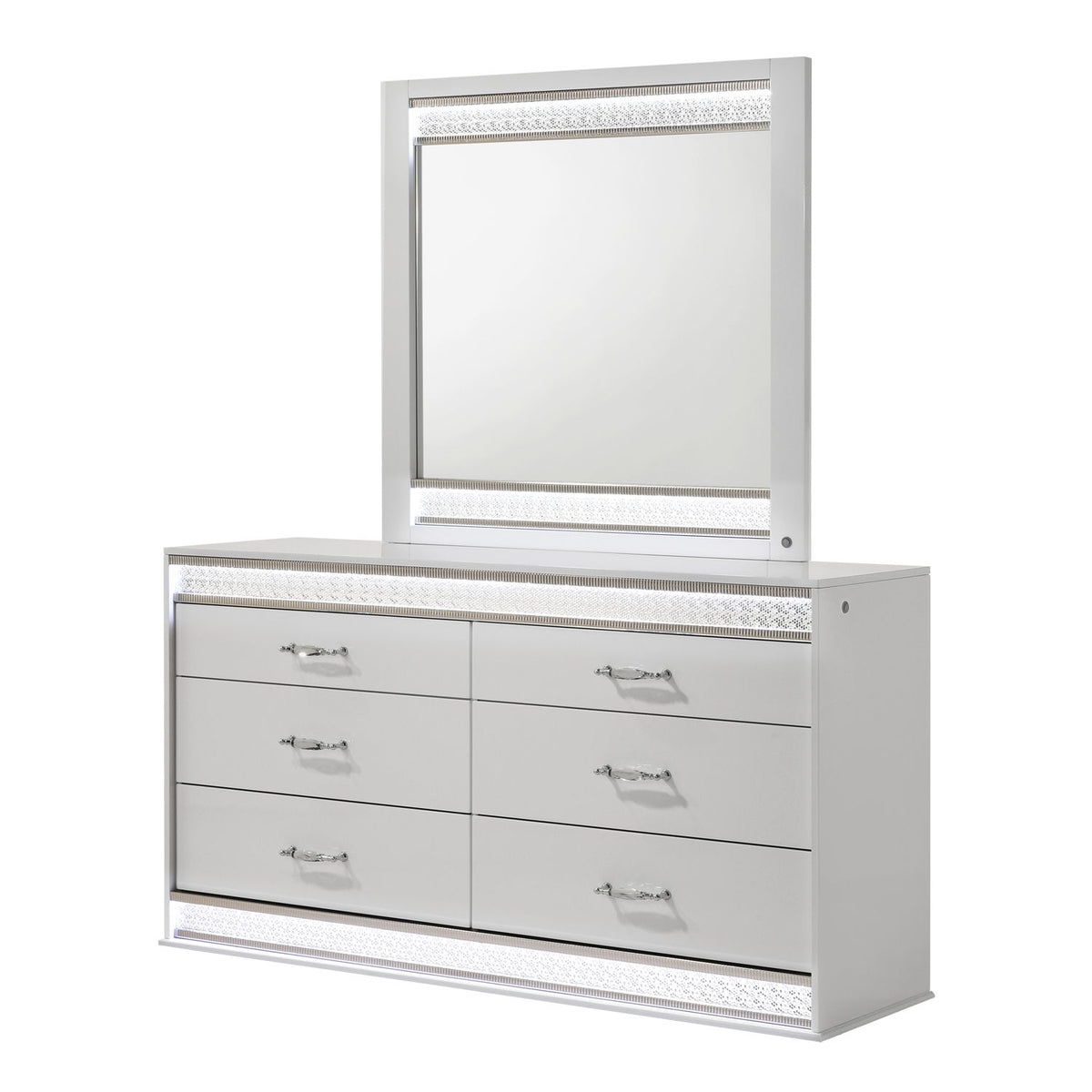 Glam - Mirror & LED Lighting (Includes Mirror Only) - White