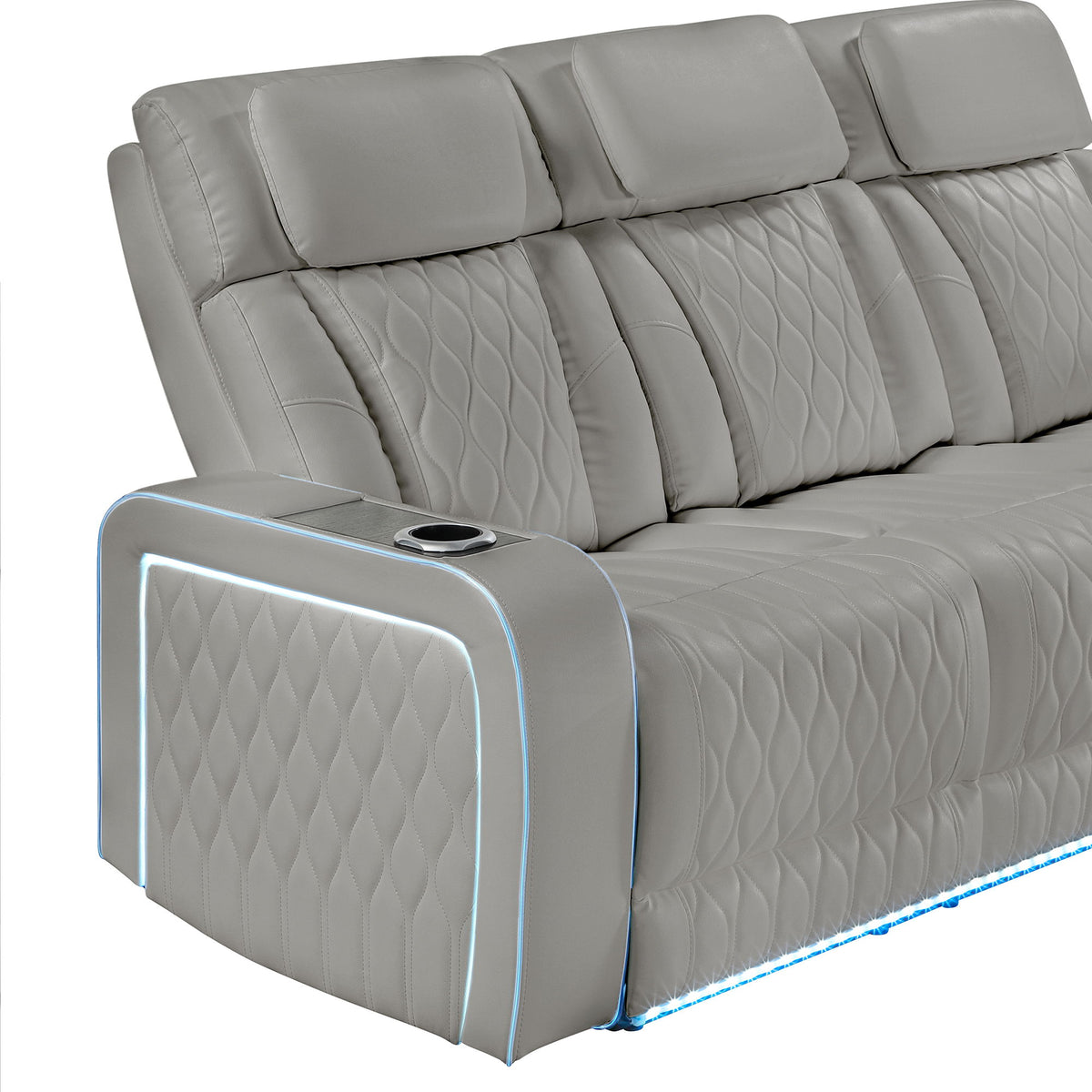 Electra - Power Reclining Sofa With Power Headrests, Drop Down Table, Reading Light, Massage, LED Lighting And USB Control