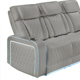 Electra - Power Reclining Sofa With Power Headrests, Drop Down Table, Reading Light, Massage, LED Lighting And USB Control