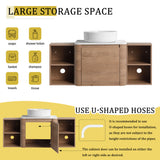 Wall Mounted Bathroom Vanity With Art Sink, 2 Storage Shelves, Soft Close Door