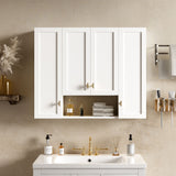 30" Bathroom Cabinet With 5 Adjustable Shelves, Wall Mounted Medicine Cabinet - White