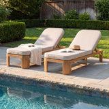 Outdoor Chaise Lounge With Cushion, 5 Position Adjustable Backrest