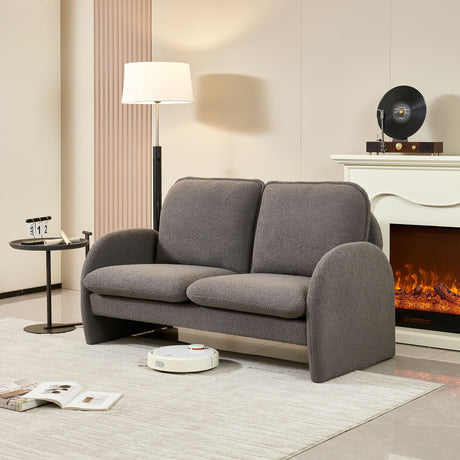 Loveseat Sofa Small Couch For Living Room, Sherpa Fabric Upholstered Loveseat Sofa Couch, Small Loveseat Sofa For Apartment, Bedroom - Stationary Loveseats - Alpine Outlets