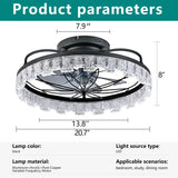 Ceiling Fan With Light, Flower Caged Ceiling Fan With Remote, LED Low Profile Ceiling Light - Matte Black