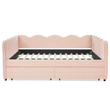 Gingham Daybed With USB Charging Port, Wave-Shaped Design