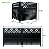 2 Panels Privacy Screen Outdoor Privacy Panels, Trash Can Enclosure, Air Conditioner Fence - Black
