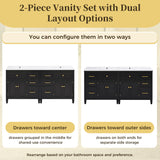 2 Piece Freestanding Bathroom Vanity Set With Sink Top, Reversible Dual Layout