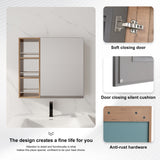 29.63" Wall Mounted Bathroom Cabinet With Adjustable Shelves - Imitative Oak