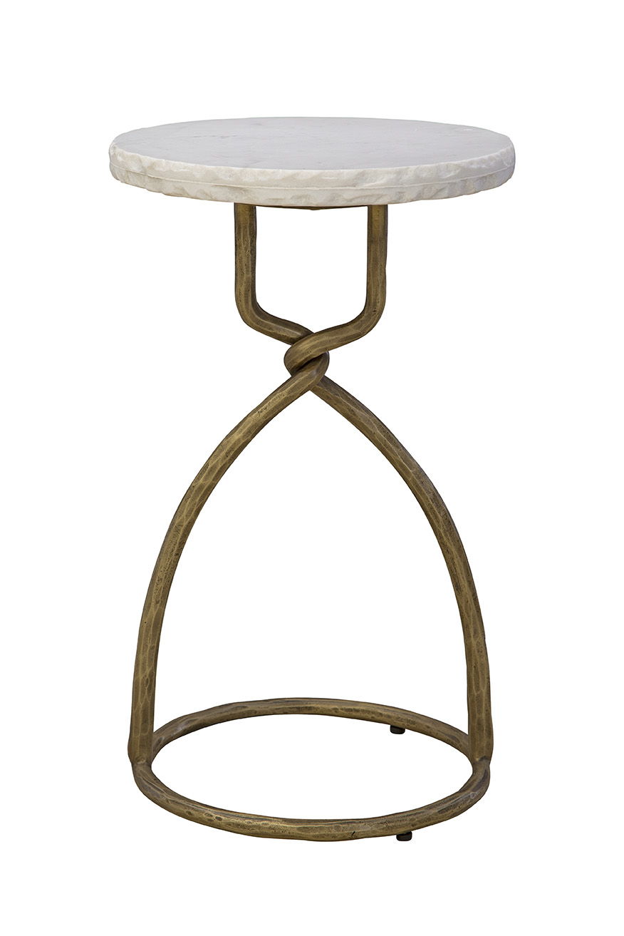 Kevin - Side Table - White / Gold