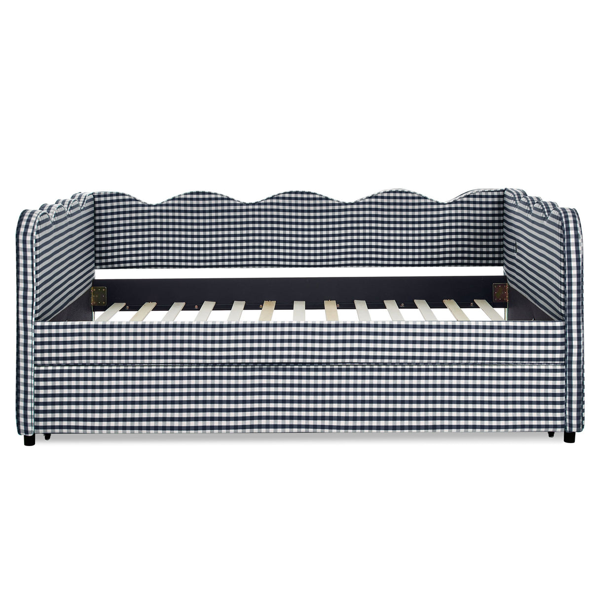 Gingham Daybed With USB Charging Port, Wave-Shaped Design
