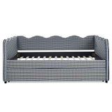 Gingham Daybed With USB Charging Port, Wave-Shaped Design