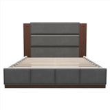 Modern Upholstered Platform Bed With Extended Headboard