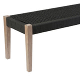 Camino - Indoor Outdoor Dining Bench - Eucalyptus Wood And Charcoal Rope