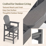 Bar Height Adirondack Chair With Cup Holder And Armrests