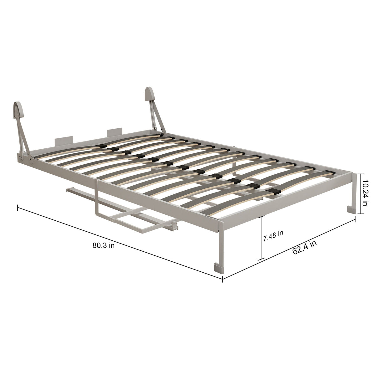 Queen Size Cabinet Wall Bed Mechanism With Desk - Gray