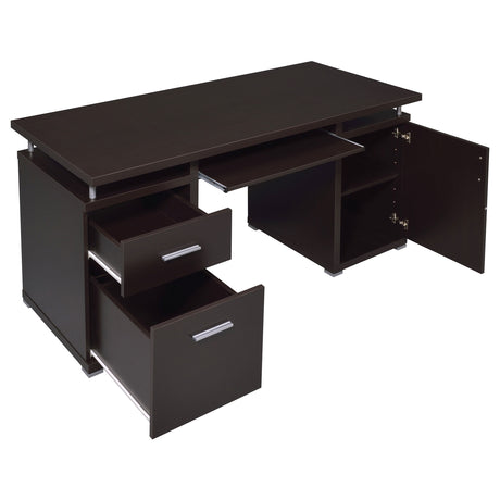 Tracy 55-Inch 2-Drawer Office Computer Desk Cappuccino