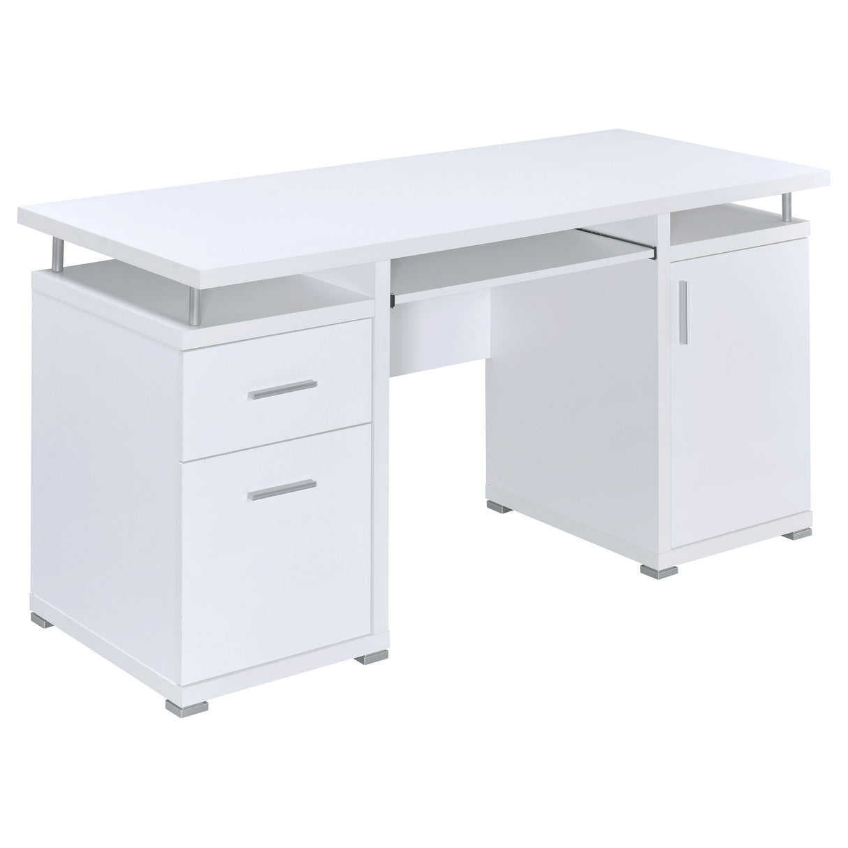 Tracy 55-Inch 2-Drawer Office Computer Desk White