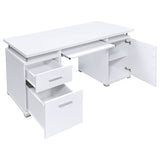 Tracy 55-Inch 2-Drawer Office Computer Desk White