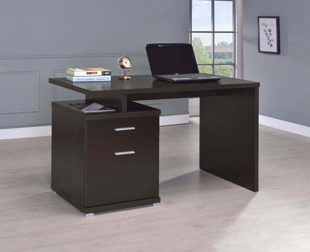Irving 47-Inch 2-Drawer Office Desk in Cappuccino
