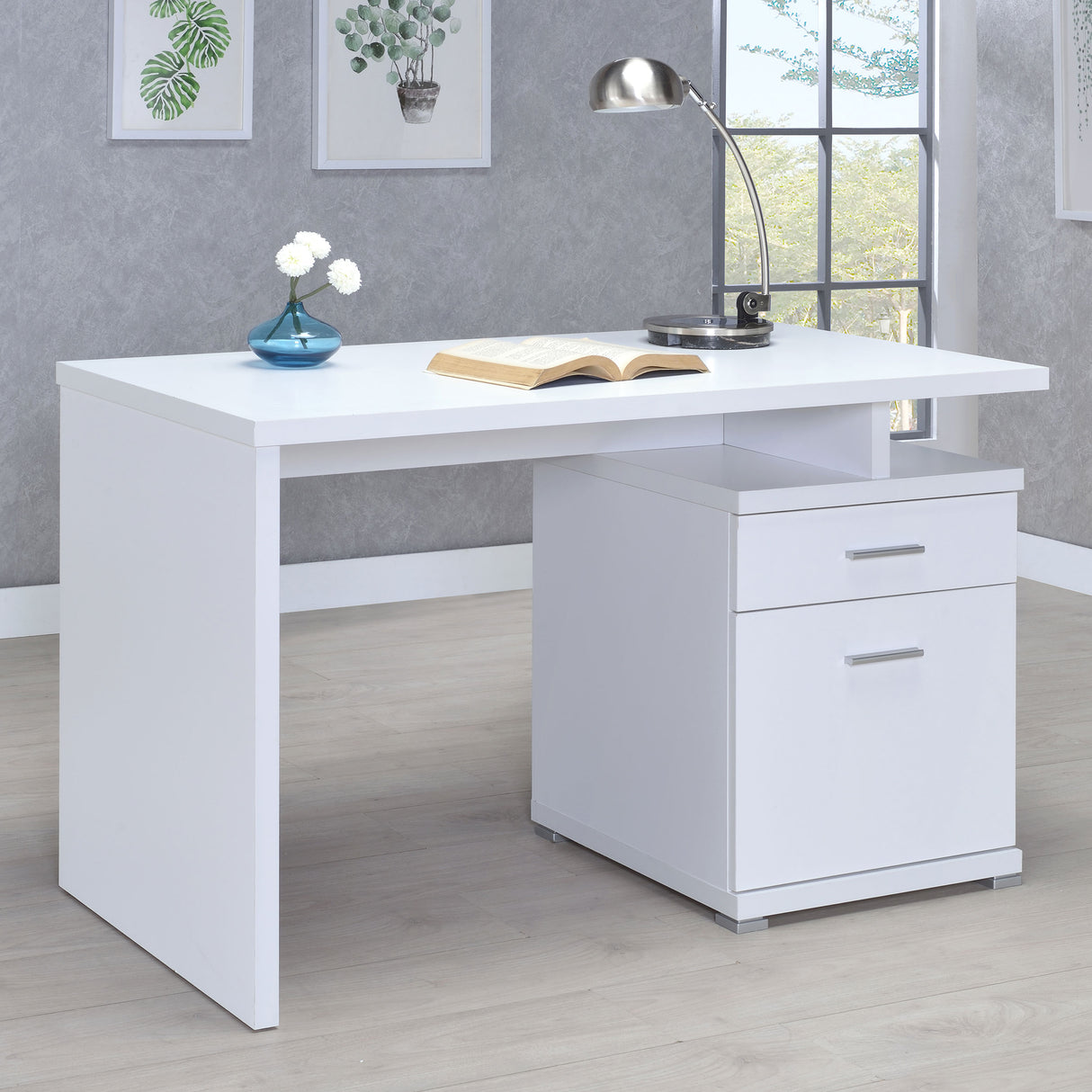 Irving 47-Inch 2-Drawer Office Computer Desk in White