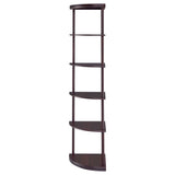Bonwick 72-inch 5-Shelf Corner Bookshelf Cappuccino
