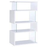 Emelle 63-Inch 4-Shelf Glass Panel Bookshelf in White
