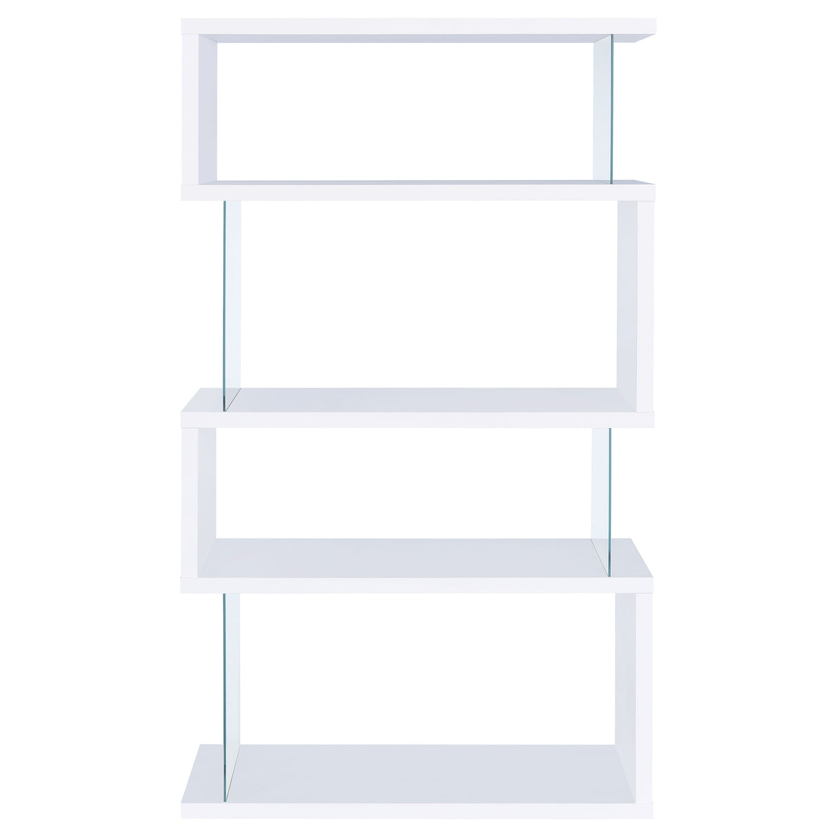 Emelle 63-Inch 4-Shelf Glass Panel Bookshelf in White